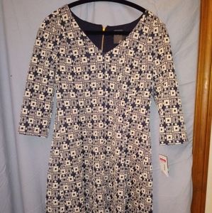 Taylor Blue and Navy Knee Length Dress